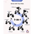 thumbnail image 2 of KRIDDO 7-in-1 Tricycle Stroller for Toddlers 18 Months to 5 Years, Adjustable Push Handle, Rotatable Seat, Cup Holder and Retractable Canopy, Folding Baby Trike w/Detachable Guardrail, Footrest, GY, 2 of 5