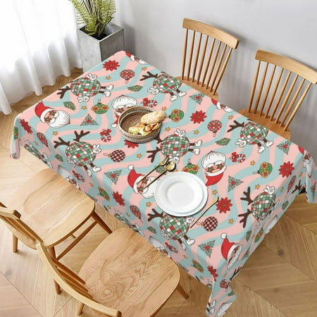 

Table Cloth Rectangle Table Quirky Santa Reindeer Retro Wave Tablecloth 60 x 90 Inch Wrinkle Resistant Decorative Fabric Table Cover for Dining Party Indoor Outdoor