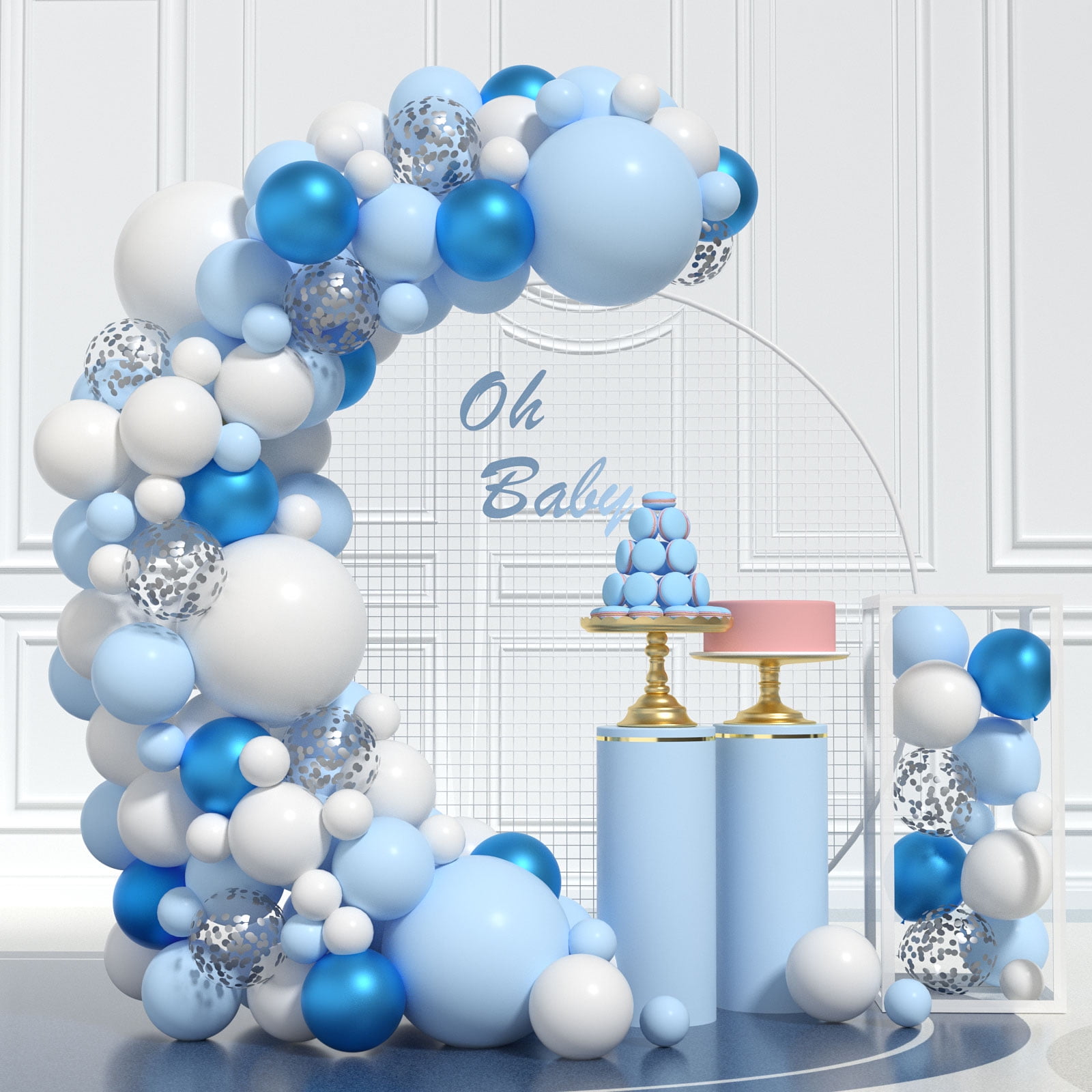 Honinda Blue and White Balloon Garland Arch Kit114Pcs Pastel Blue