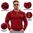 thumbnail image 4 of Smawell Men's Polo Sweater Long Sleeve Knit Shirt, Slim Fit Soft Stretch 3-Button Pullover for Business Casual & Weekend Wear, 4 of 7
