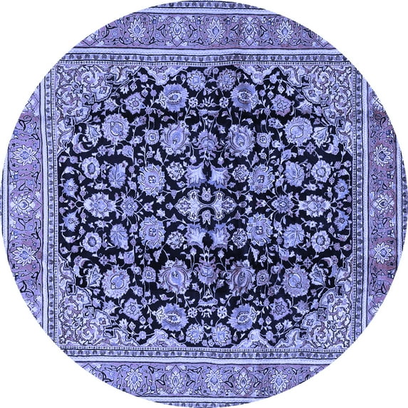 Ahgly Company Machine Washable Indoor Round Persian Blue Traditional Area Rugs, 3' Round