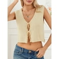 thumbnail image 5 of Caoirhny Women's Knit Vest Tank Tops Classic Sleeveless V Neck Tie-up Front Solid Color Loose Crop Tops, 5 of 9
