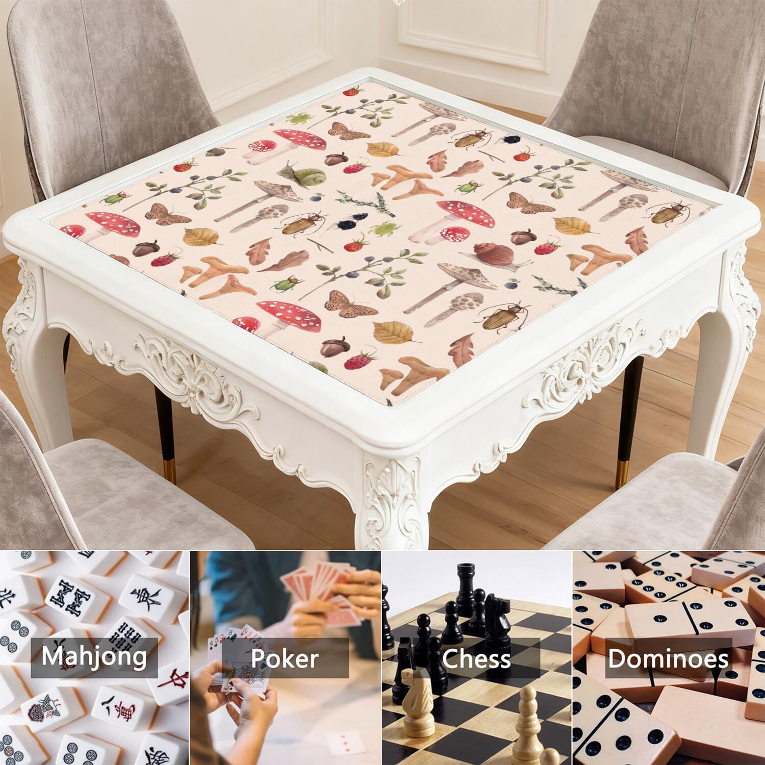 31.5 Inch Square Botanical Table Pad Made of Premium Rubber Material with Anti-Slip Non-Slip Grip and Noise Reducing Features for Board Games Cards