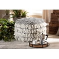 thumbnail image 1 of Skyline Decor Black and Ivory Handwoven Wool Tassel Pouf Ottoman, 1 of 7