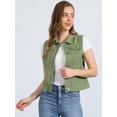 thumbnail image 2 of DARING DIVA Women's Denim Sleeveless Flap Pockets Vest Jacket S Pea Green, 2 of 5
