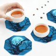 thumbnail image 4 of Leather Coasters with Heat-resistant for Drinks, Tree Moon Night Sky -标题2 Octagon, 4 of 5