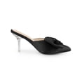 thumbnail image 3 of BLISSFUL STEP Women's Bow Pointed Toe Clear Stiletto Heel Slides Mules Black 10, 3 of 8