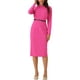 thumbnail image 1 of Vestido de trabajo Inspire Chic para mujer, vestido ajustado de cuello alto, color rosa intenso, 1 of 6