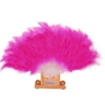 thumbnail image 3 of Vintage Style Marabou Feather Hand Fan Peacock Folding Handheld Fan for Dancing Party Flapper(Hot Pink), 3 of 5