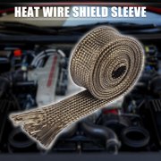 Vehicle Fiberglass Heat Wire Shield Sleeve Heat High Temp Shield Adjustable Heat Shield 3.2ft 25mm 1 Titanium Tone