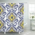 thumbnail image 1 of Cortina de Ducha ABPHQTO Poliéster Azul Claro Ikat Ogee Flor Barroca Abstracta Beige 152x180 cm, 1 of 2