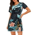 thumbnail image 1 of Disketp Panther Floral Illustration para Camisón Corto de Manga Corta para Mujeres, Camisón Cómodo con Escote Redondo, Bonito y Confortable, 1 of 6