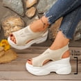 thumbnail image 7 of BRGZLK Wedge Sandals For Women Fashionable Casual Versatile Solid Color Breathable Comfortable Mesh Open Toe Dressy Sandals Breathable Lightweight Footwear, 7 of 7