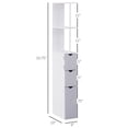 thumbnail image 6 of S-HOME Vertical Design Storage Narrow Wood Bathroom Cabinet with Two Drawers and Open Shelves for Organized Space Saving Storage, White, 6 of 6