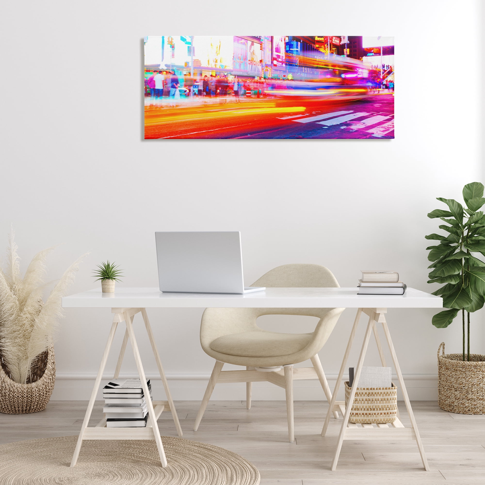 Stupell Industries Light Streaked Cityscape Scenery Photography Gallery Wrapped Canvas Art Print Wall Art, 48 x 20