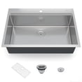 thumbnail image 2 of Kojooin Stainless Steel 304 Drop-In Kitchen Sink, Handmade Brushed Finish Sink with Cutting Board, Dish Rack and Bottom Mat, 2 of 7