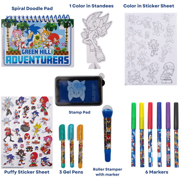 Sonic the Hedgehog Kids Art Supplies Gel Pens Markers Stickers