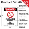 thumbnail image 2 of Flammable Vapors No Smoking OSHA Danger Aluminum Sign 24 Inch x 18 Inch - 10 Pack, 2 of 8