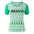 thumbnail image 3 of Trendfront Womens Mexico Letter Graphic Soccer V Neck Short Sleeve Geometric Print Country Pride Football Fan Match Day Athletic Style Top, 3 of 3