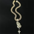thumbnail image 2 of Hip Hop  Prayer Hands Cross Pendant Necklace with 13mm Miami Cuban Chain Iced Out Bling HipHop Necklaces Fashion Jewelry, 2 of 8