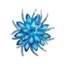 Fdelink the Brooch Three Colors Gold Plated Rhinestone Bouquet Flower Scarf Pin & Brooch Blue