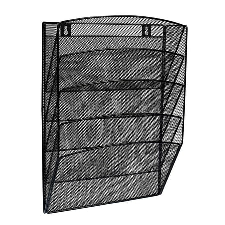 Adiroffice 634-05 5 Pocket Magazine Wall Rack - Black