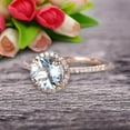 thumbnail image 2 of 1.75 Carat 6mm Round Cut Aquamarine Engagement Ring Wedding Anniversary Gift On 10k Rose Gold Halo Design, 2 of 5