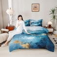 thumbnail image 4 of Feelyou Blue Watercolor Teen Bedding Comforter Set, Modern Marble Abstract Twin Comforter Sets, Chic Arwork Marbling Reversible Bedding Set, Super Cozy Room Decor, 2 Pieces, 4 of 8