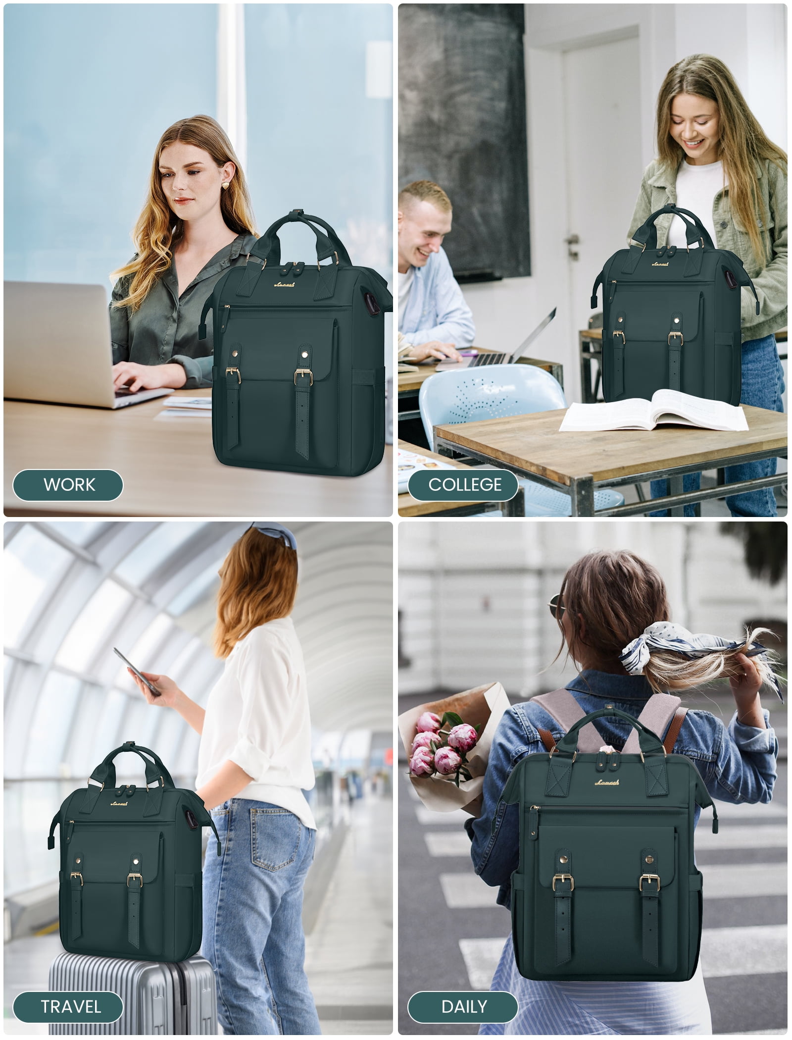 Lovevook Laptop Backpack for Women 15.6",Cute Work Travel Commuter Daypack, College Computer Bookbag Nurse Doctor Teacher Backpack Purses