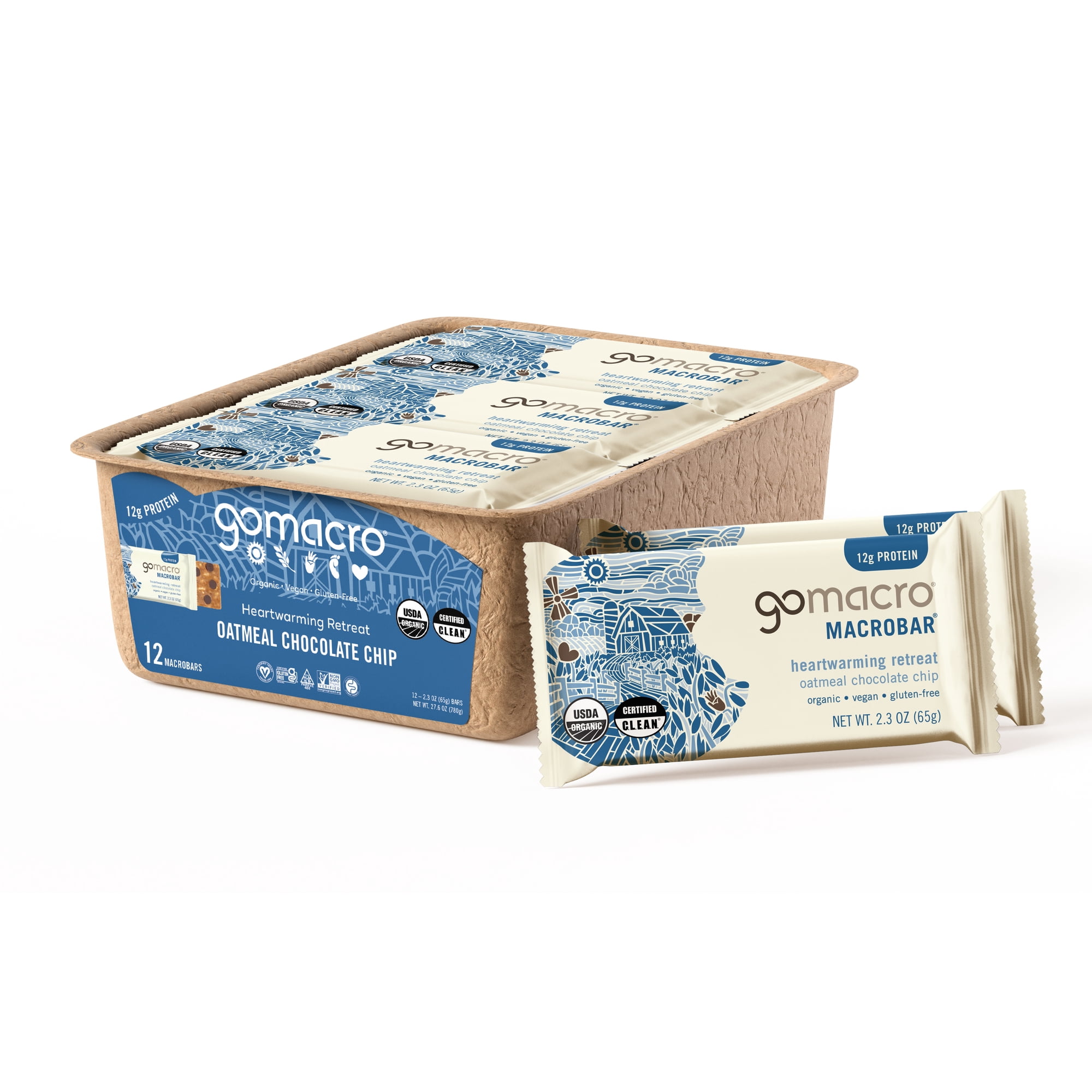 GoMacro Oatmeal Chocolate Chip MacroBar 12ct Tray