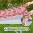 thumbnail image 6 of Red Strawberry Plants Fruit Heart Pink Pattern Square Fitted Tablecloth with Elastic Edge,Square Table Cover,Washable Elastic Table Cover for Home Kitchen Party Decor 34"x34", 6 of 6