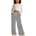 thumbnail image 2 of Wxirdiow Toddler Girls Pants Girls' Flare Sweatpants High Waist Bell Bottom Pants with Pockets Trend Casual Outfits Grey Size,8-10 Years, 2 of 4