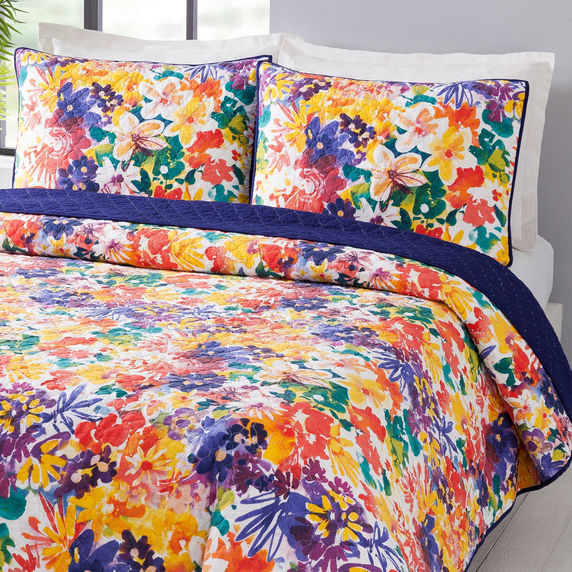 Makers Collective Garden in Bloom Purple 3-Piece Quilt Set, King