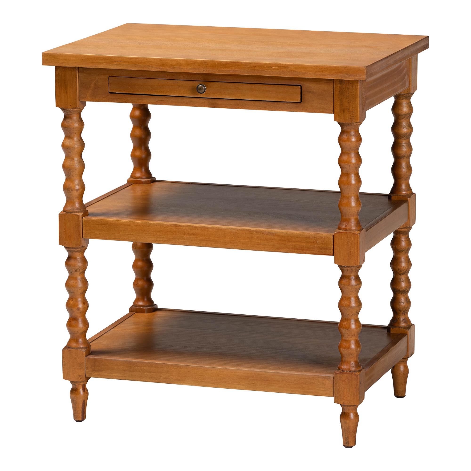 Baxton Studio Imogene Retro-Modern End Table, Turned Legs, Walnut Brown