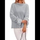 thumbnail image 2 of Suéteres de Cuello Redondo para Mujer, Conjuntos de Otoño, Suéteres de Punto con Cuello Redondo y Abertura Lateral, Tops de Moda. Gris L, 2 of 10