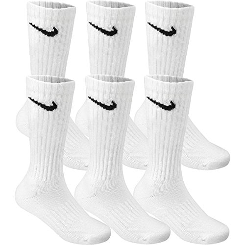 Nike Men/'s Performance Cotton Cushioned Crew Socks, 6 Pair Medium (shoe size 6-8) (White) Six Pack