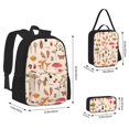 thumbnail image 4 of Naloa Retro Autum Mushrooms Print Large Capacity Backpack Lunch Bag Pencil Case Combination 3 Piece Set for Student, 4 of 8