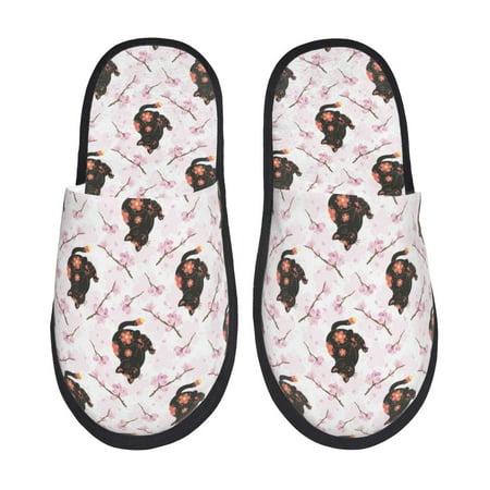 

Slippers for Women Men Artistic Cute Cat Flower Warm Womens Mens House Shoes Bedroom Slippers Fuzzy Memory Foam Slippers Winter House Indoor Shoes Aesthetic Dorm Slippers