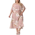 thumbnail image 2 of Vestido Maxi de Verano para Mujer Plus Size con Cuello Cuadrado y Tirantes Ajustables, Mangas Frías, Floral, 4X, Rosa, 2 of 5