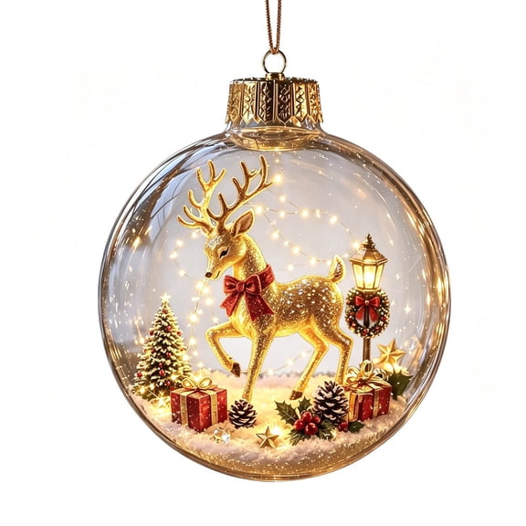 JWZZYD 3 Inch Glowing Christmas Story Ornament, 1Pcs Light-Up Mini Holiday Scene with Warm LED Light, Festive Keepsake Gift for Home Christmas Party Decoration(B)
