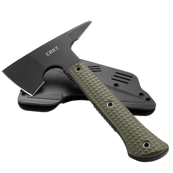 CRKT Jenny Wren Compact Axe for Outdoors and Camping, Spiked Head, 3 Edged Sides, Powder Coat Finished SK5 Carbon Steel 2726
