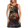 thumbnail image 1 of Balery Vintage Floral Skull Vestidos de verano para mujer con estampado: vestido holgado sin mangas, vestido playero informal y cómodo para días calurosos., 1 of 7