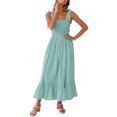 thumbnail image 3 of Txlixc - Vestido midi de verano para mujer, informal, con tirantes finos, sin mangas, de talle alto, fluido, línea A, largo Txlixc Estilo de ocio, 3 of 6