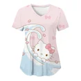 thumbnail image 1 of RWJDXD RWJDXD Uniforme d'Infirmière, Blouses Hello Kitty pour Femmes, Imprimé Cartoon, Manches Courtes, Poches, Uniformes Médicaux, 1 of 6