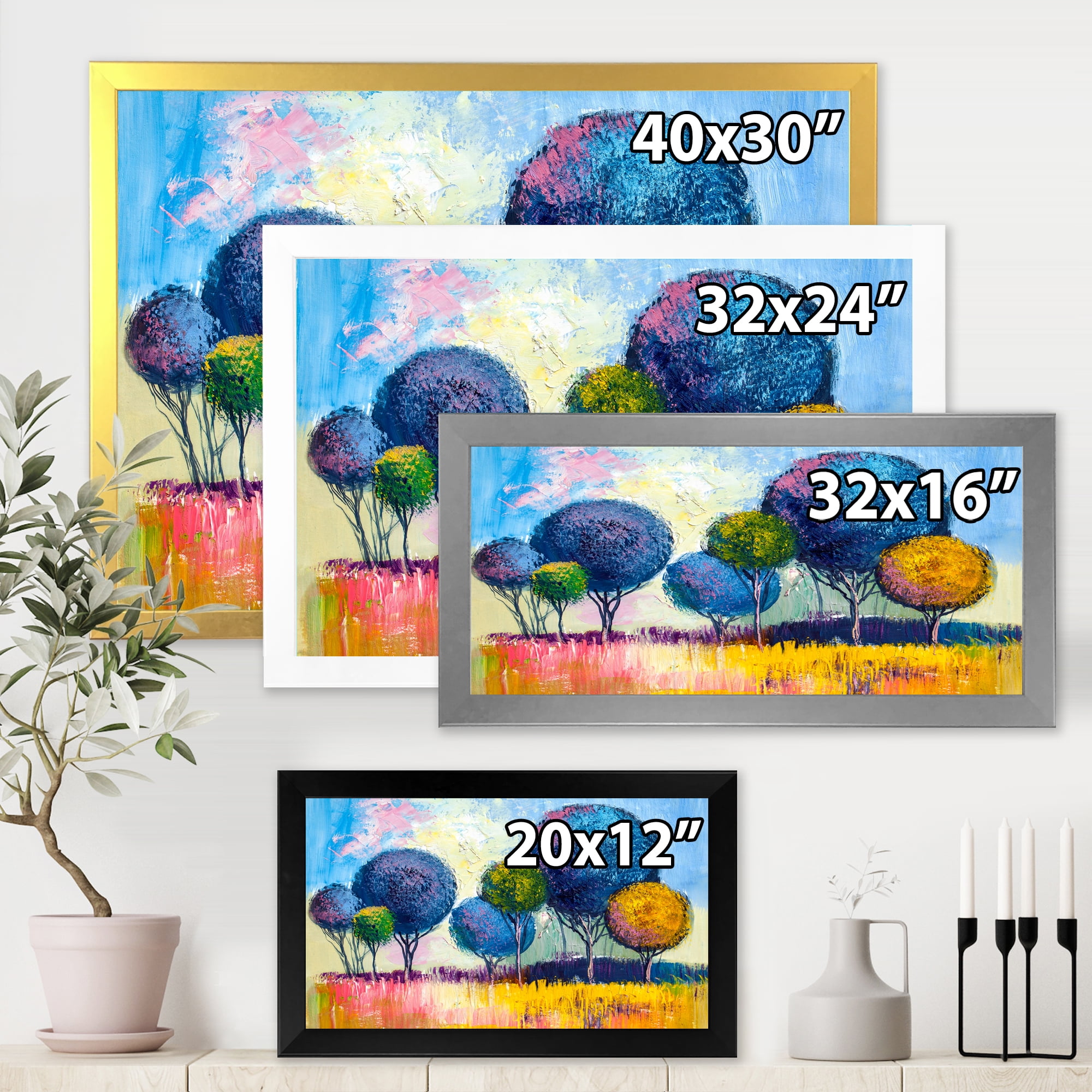 Designart 'Autumn Colorful Fantasy Trees III' Modern Framed Art Print
