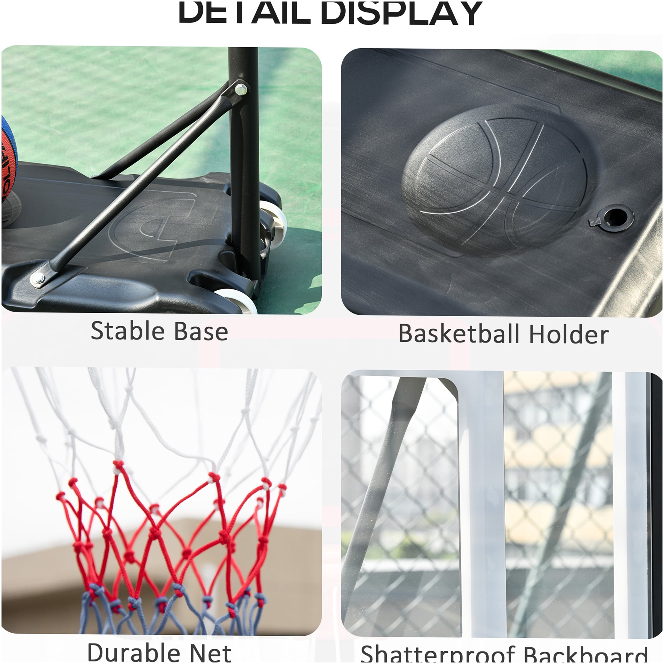 JERFIT 33" Portable Basketball Hoop System with Wheels, Height Adjustable 5FT to 7FT, Indoor Outdoor Basketball Goal Stand with Stable Base for Kids and Adults
