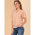 thumbnail image 3 of INSPIRE CHIC Top de gasa con mangas de mariposa, blusa informal holgada de Pintuck para mujer Rosa salmón XL, 3 of 6