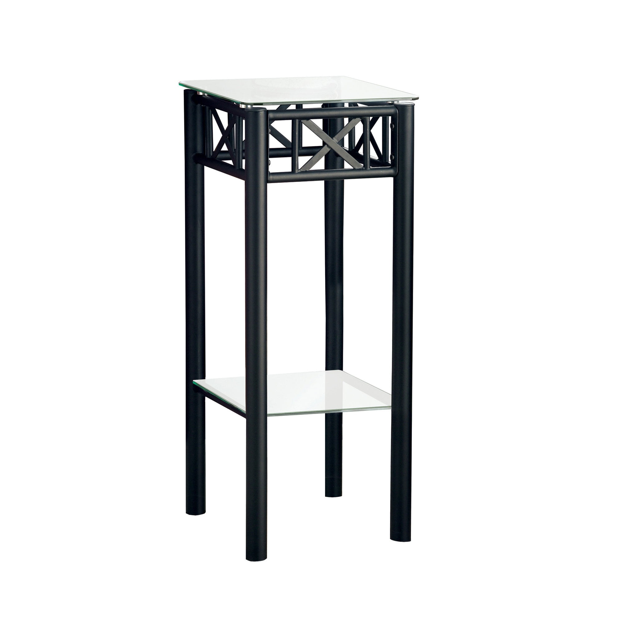 Pewter Metal & Black Tempered Glass Top Wi... Details about   Wichita Storage Accent Side Table 