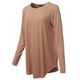 thumbnail image 2 of A2Y Women's Premium Solid Long Sleeve Round Hem Crew Neck Top Shirt Eggshell 1XL, 2 of 7