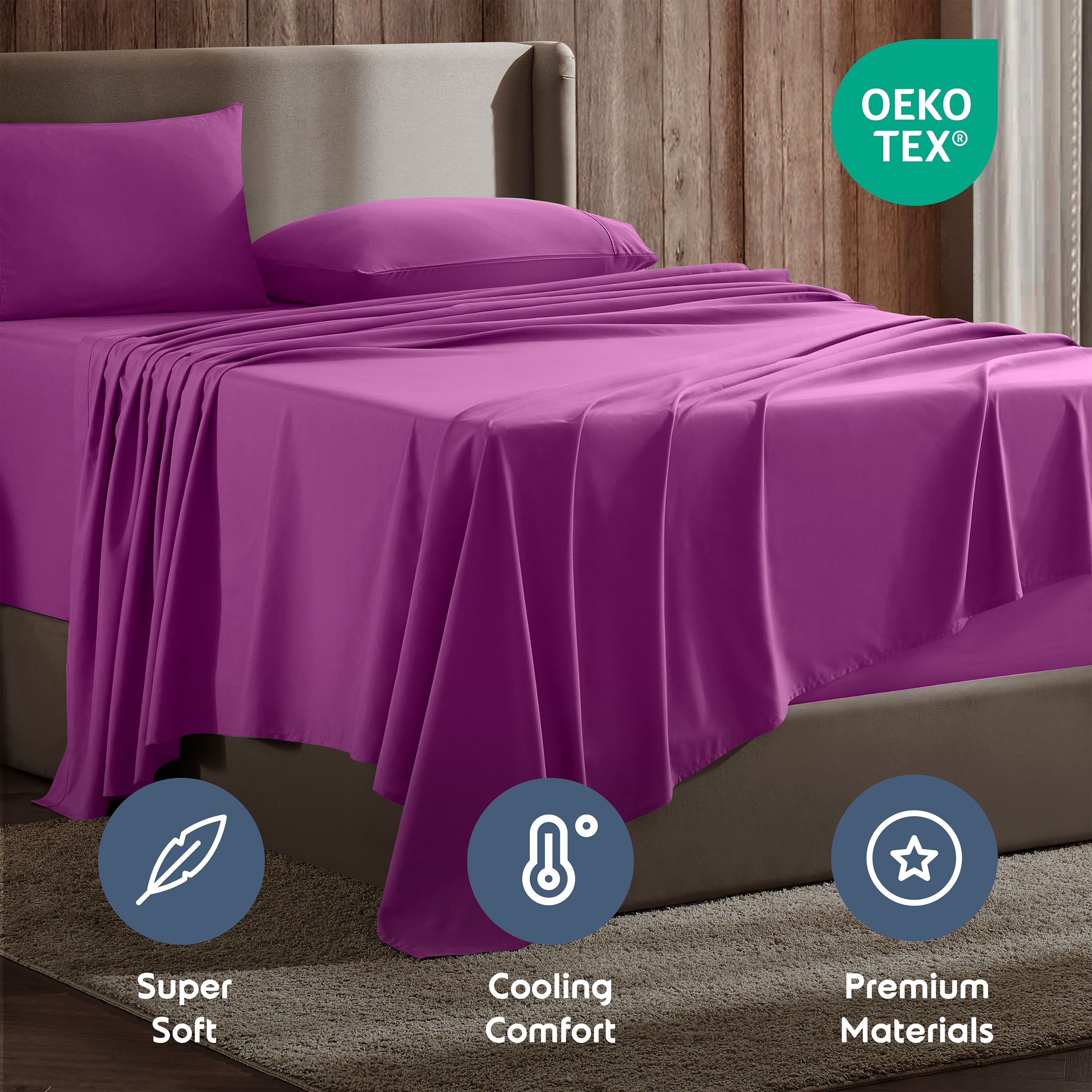 Lammaloe Sheets Set, Hotel Style Deep Pocket 4 Piece Bed Sheets, Luxury Soft Microfiber RV Short Queen Sheets Set, Off White